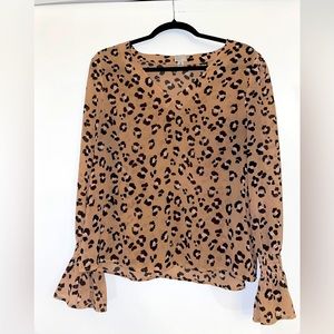 Pink Cheetah Print Blouse/ Poofy Sleeves